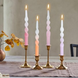 Gradient Color Spiral Taper Candle 10 Inches Twisted Candlesticks Unscented Tapered Candles 4 PCS Handmade Candles Sticks Smokeless Home Décor Restaurant Wedding Party Candlesticks