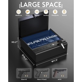 BE-TECH Biometric Gun Safe for Handgun, 0.22 Cubic Feet Fingerprint Pistol Black