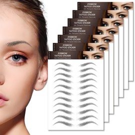 4D Hair-Like Eyebrow Tattoos Stickers, 7 Sheets Natural Fake Eyebrow Sticker, Waterproof Temporary BrowFake Stickers for Women & Girls Makeup (Black,7)