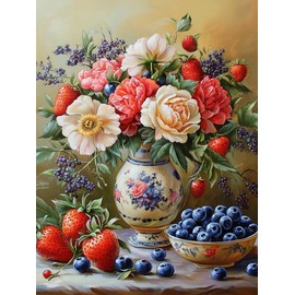 MOMAKA 5D Diamond Painting Kits Flower for Adults, DIY Diamond Painting Full Drill Set Fruit, Round Diamond Arts Craft Cross Embroidery Painting Kits for Home Wall Decoration 30 x 40 cm - 66