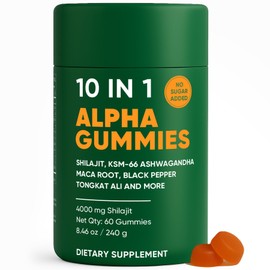 10 in 1 Alpha Gummies, 4000mg Himalayan Alpha Shilajit Gummies for Energy Boost & Immune Support, with Ashwagandha, Gokshura, Fulvic Acid and 85+Trace Minerals, No Added Sugar, Non-GMO, 60 Count
