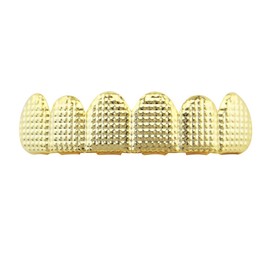 OOCC 18k Gold Plated Grills Hip Hop Teeth Grillz Caps Top and Bottom Set for Your Teeth, brass