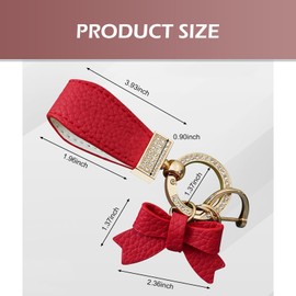 GRANDI 1 PC Car Keychain, Cute Rhinestone Bow Key Ring, Universal Car Handbag Pendant (Red)
