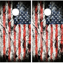 C197 Distressed American Flag Cornhole WRAP Wraps Laminated Board Boards Decal Set Decals Vinyl Sticker Stickers Bean Bag Game Vinyl Graphic Tint Image