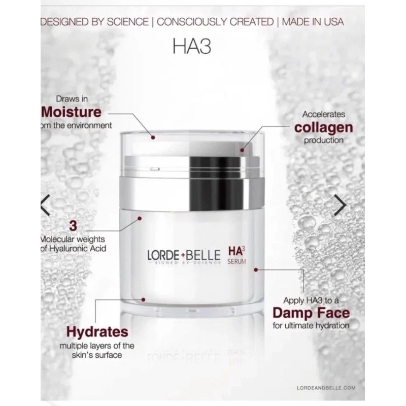 Lorde + Belle HA3+ Peptide Serum 1 Fl Oz NIB