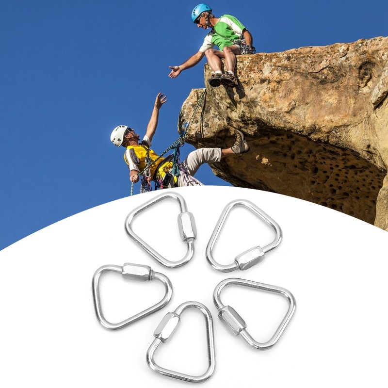 5pcs Triangle Locking Carabiner Stainless Steel Portable Easy to Carry