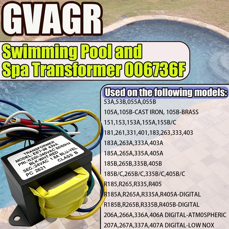 006736F Transformer Kit Compatible with Raypak 006736F Pool Heater Transformer(120/240V),
