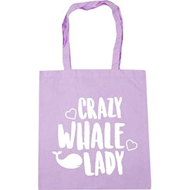 Hippowarehouse Crazy whale lady Tote Shopping Gym Beach Bag 42cm x38cm, 10 litres