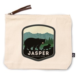 Lantern Press Jasper National Park, Canada, Black Bear and Cub, 100% Cotton Zipper Pouch, Travel Accessory, Go Bag