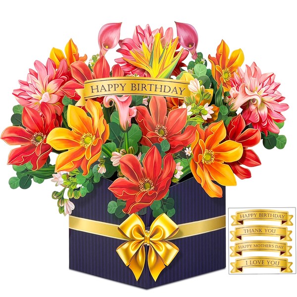 Happivue Pop Up Birthday Cards for Women, 3d Paper Dahlia