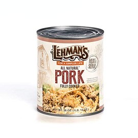 Lehman's Canned Pre-Cooked Pork Meat Heat Serve USA Made Long Shelf Life 28 Oz