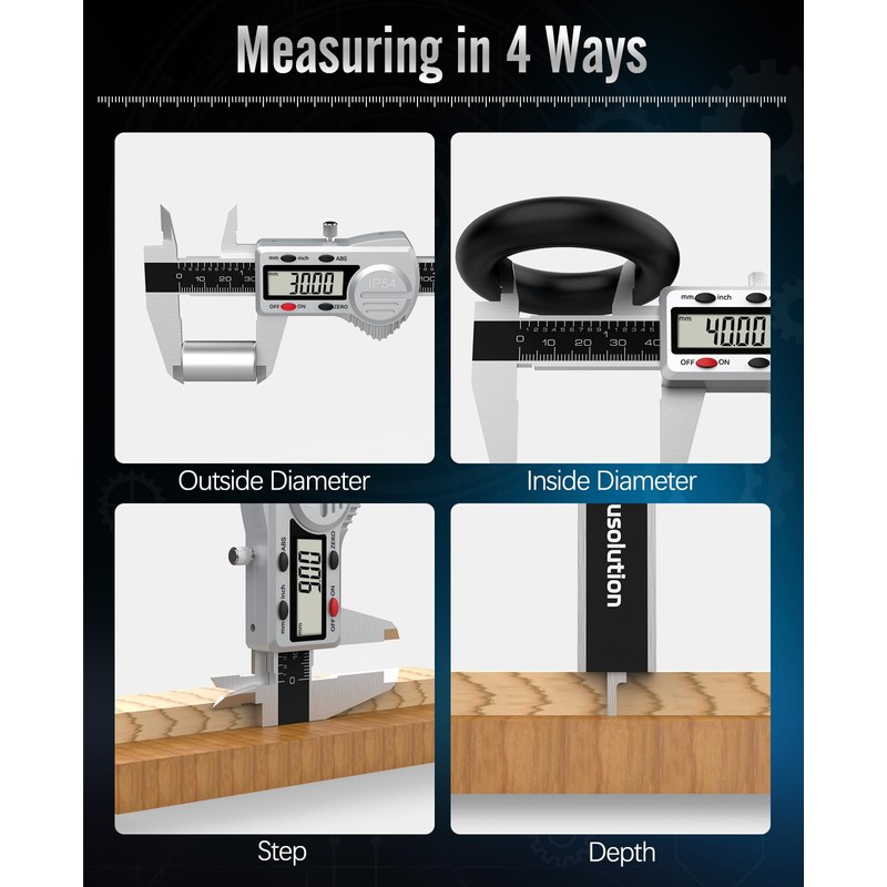 Housolution Digital Caliper 12",(ABS)Absolute Scale Caliper,IP54 Caliper Measuring Tool,Inch/MM/Fraction, Auto-Off