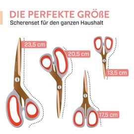 Scissor Palace Scissors Set [Copper Red & Titanium Coated] 23.5 cm, 20.5 cm, 17.5 cm and 13.5 cm | Sewing Accessories | Fabric Scissors | Household Scissors | Scissor