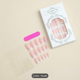 24pcs White French Tip False Press On Nails Short Length Full Cover Pink Nude White Fake Nails Set For Women Girls Nail Art Nail Care Nail Polish Polish Salon Coverage Manicure Cutics Cosmetic