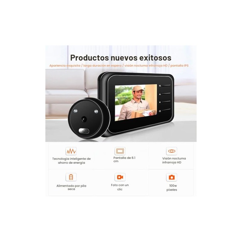 Timbre Visor de Puerta de 2.4 Pulgadas, Visor de Mirilla,
