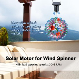 Eiryhope Solar Wind Spinner Motor, Revolving Solar Energy Operated Motor Rotating for Garden Spinners, Wind Chimes, Suncatcher, Hanging Display Motor for Patio Lawn Yard Art Decoration Outdoor Decor