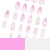 Tressora 24Pcs 3D Handmade Press on for Medium Pink Almond