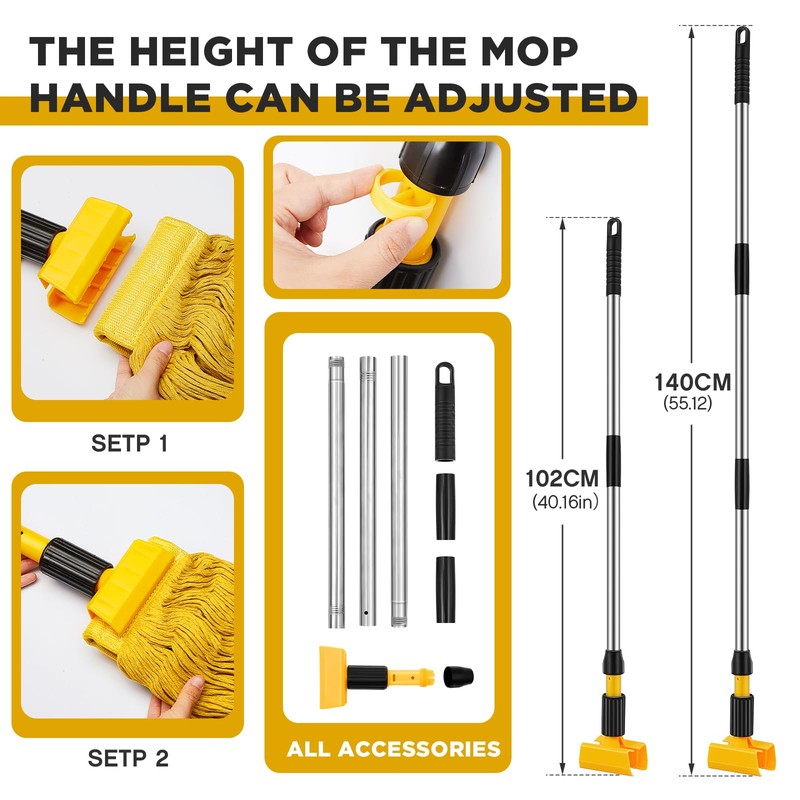 Thyle 6 Pack Stainless Steel Commercial Mop Handle for Floor