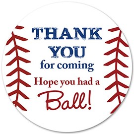 Made in USA 40 cnt Baseball Favor Thank You Stickers - Birthday Favor Stickers …