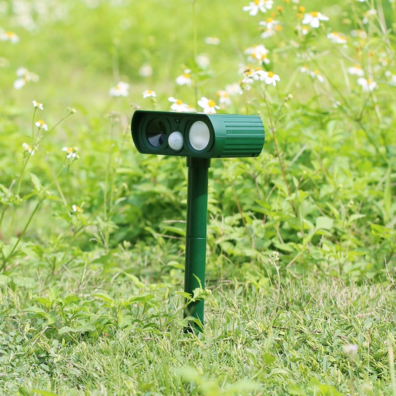 Solar Powered LED Animal Repeller Ultrasonic Waterproof Animal Repellent for