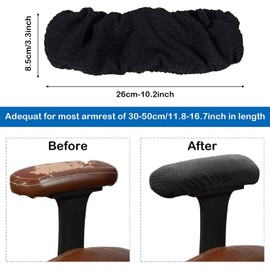 Office Chair Arm Armrest Covers – Stretchable Slipcover Protector Sleeve for Computer Gaming Desk Rotating Chairs Easy Install & Clean, Comfortable (Matt Black, 1 Pair)