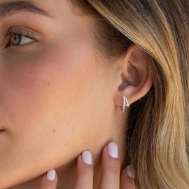 FISSEN JEWELRY Hoop Earrings for Women Trendy 14k Gold/Silver/Rose Gold Plated Small Huggie Cartilage Hoop Earring Dainty Hypoallergenic Diamond Cubic Zirconia Hoops Earrings Fashion Jewelry Gifts