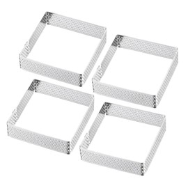 Westmark 4 x Tartelette Frames - Perfect Tart and Quiche Moulds - Even Baking Results Thanks to Perforation - Silver, 7 x 7 cm