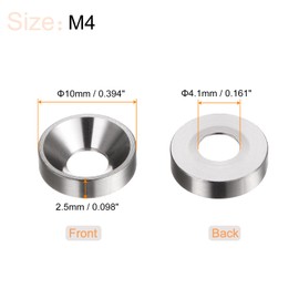 sourcing map 30pcs Countersunk Washers M4 Anodized Aluminum Alloy Finishing Washers Screw Gaskets for Mechanical Accessories Grey