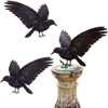 Hoteam 3 Pack Realistic Crow Decoys Halloween Decorations, Black Crows,L