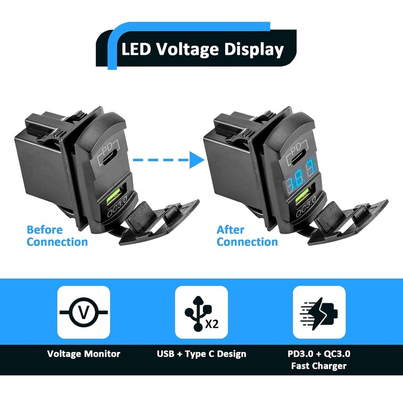 USB Tpye C Rocker Switch Fit for Polaris RZR Ranger