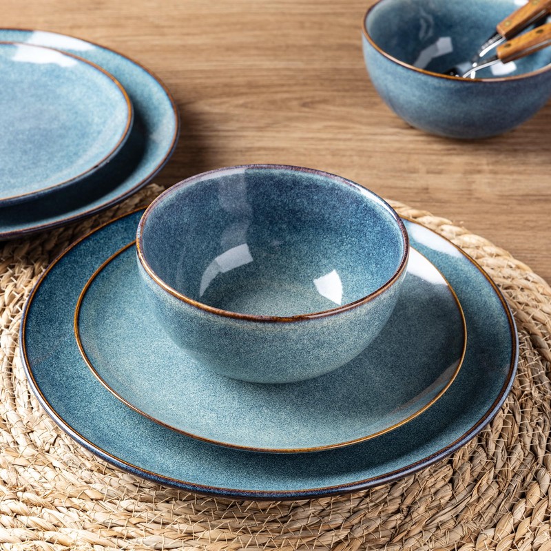 AmorArc Ceramic Dinnerware Sets for 4, 12 Pieces Handpainted Plates