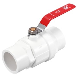 sourcing map Ball Valve, 40mm ID PVC Socket End Shut off Valve for Aquarium Setup, Sump Pump, Pool, Garden Sprinkler White Red