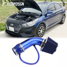 KEEPDSGN Blue 3" Cold Air Intake Filter Induction Pipe Kit For Hyundai Accent Elantra