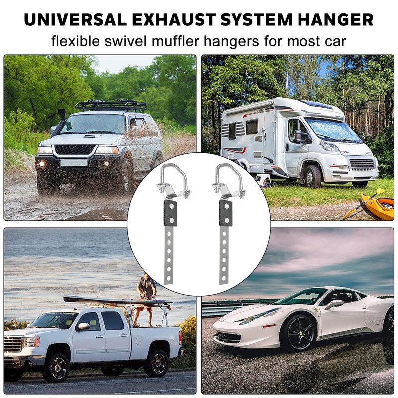 2 Pcs Heavy Duty Exhaust Hangers, Flexible Swivel Muffler Hanger