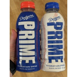 Prime  SEALED Prime Hydration Drink Limited LA DODGERS WHITE + BLUE LOT 2 BOTTLES 🤍