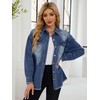 UEAL Womens Spring Jacket Trendy Navy Blue Denim Button Down