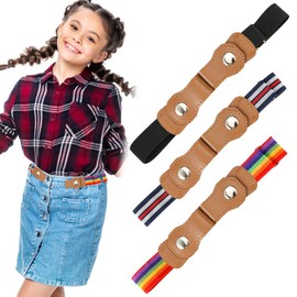 Pack of 3 Elastic Belt Without Buckle Children, Adjustable Buckle-Free Belt Women, Elastic Belt Children, 37 cm - 57 cm, Buckle-Free Belt Children for Boys and Girls (3 Colours), black