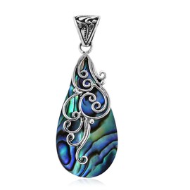 Natural Abalone Pendants for Necklaces - Abalone Shell Pendant in 925 Sterling Silver - Boho Beach Charm Costume Western Jewelry for Women - Anniversary Engagement Trendy Birthday Gifts