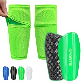 iMoebel Football Shin Pads Including Stocking with Pocket and Anti-Slip Lid Shin Guard for Children Adults Green XL