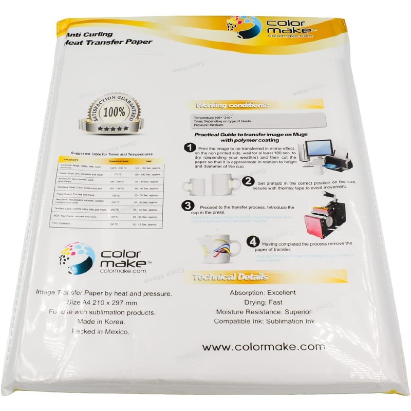 Papel Para Sublimación Sublimar A4 Color Make 100 Hojas Premium