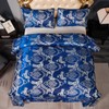 Herside Dark Blue Jacquard Duvet Cover Set Double Bedding Set