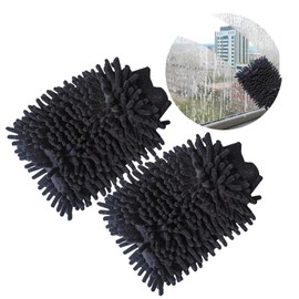 Luminuti 1 Pack 2 Black Car Wash Mitt Microfiber, Deluxe Scratch Free Microfiber Wash Mitt,9 Inches X 5.5 Inches Car Washing Care Cleaning Kit.