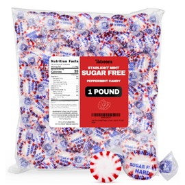 Sugar Free Starlight Peppermint Hard Candy 1 Pound - Approx. 75 Individually Wrapped Starlight Mints Peppermint Discs Hard Candy For Snacks & Treats - Taboom Candy