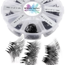 Ready-to-Use Fan Eyelash Extension, 16D, Pack of 500, 9-16 mm, 0.07 mm, C Curl, Ready Volume Eyelashes, Fans, Premade Volume Fans Russian Eyelash Extension (500-16D-0,07-C-9-16)