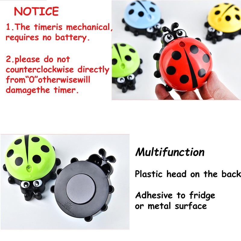 Ranvi Ladybug Magnet Refrigerator Sticker Timer Kitchen Alarm Clock Countdown
