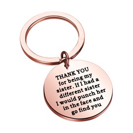 BEKECH Best Friend Keychain Sister Gift Thanks for Being My Sister Keychain Friendship Jewelry BFF Birthday Gift Soul Sister Gift for Her (rose gold)