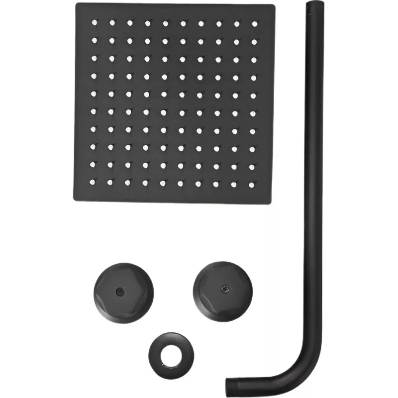 Regadera De Pared Acero Inoxidable Negra Mate 20cm Cuadrada Con