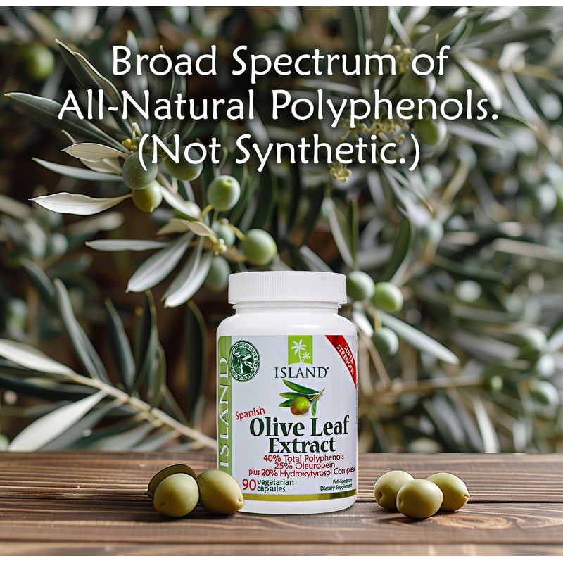 Island Nutrition, Olive Leaf Extract Capsules – 25% Oleuropein (40%