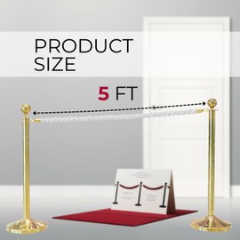 4 Pack of Stanchion Set for Party - White VIP Stanchion Rope for Special Events Twisted Rope with Snap Hooks Stanchion Ropes for Hottel Lobies and Queue