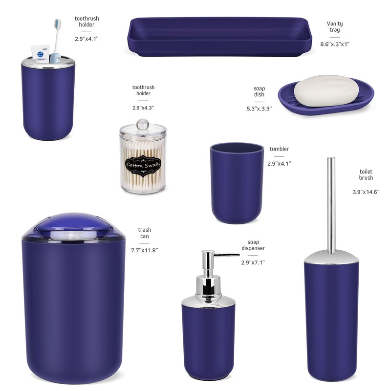 IMAVO Bathroom Accessories Set,Navy Blue Bathroom Set,9 Pieces Bathroom Accessory